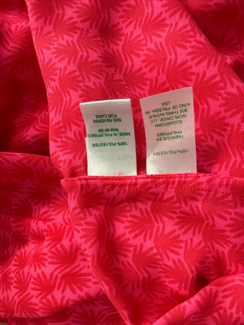Lilly Pulitzer Hot Pink Floral Embroidered Peasant Tunic - Picture 4 of 5